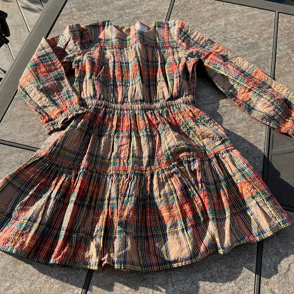 J. Crew ruched camel tartan dress - Picture 1 of 9